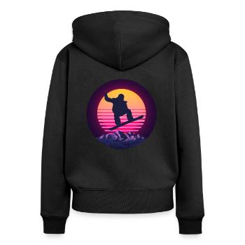 Snowboard Snowboarder Sports d'hiver Rétro - Sweat à capuche zippé Premium bio Femme - noir - Dos - Julia (174cm)