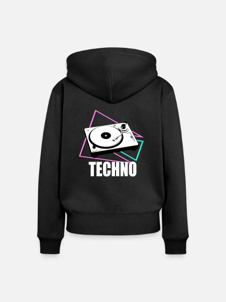 Techno-Decks - Frauen Premium Bio Zip Hoodie - Schwarz