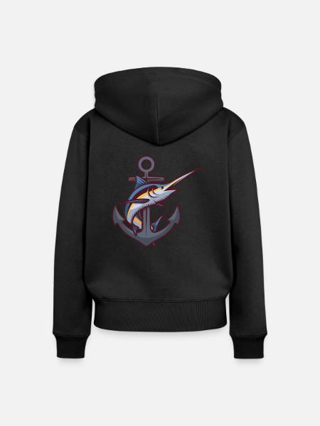 Verankerter Fisch - Frauen Premium Bio Zip Hoodie - Schwarz