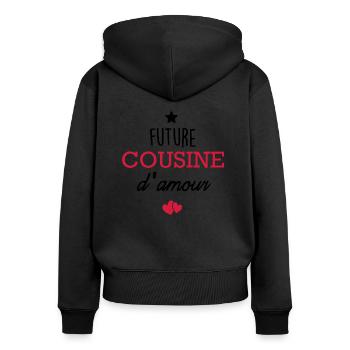 future cousine d'amour - Sweat à capuche zippé Premium bio Femme - noir - Dos - Julia (174cm)