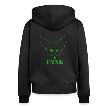 FNNK grün - Frauen Premium Bio Zip Hoodie - Schwarz - Hinten - Julia (174cm)