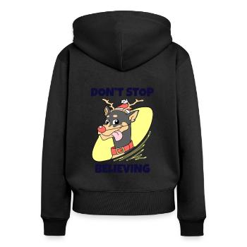 Merry christmas happy holidays christmas gift - Frauen Premium Bio Zip Hoodie - Schwarz - Hinten - Julia (174cm)