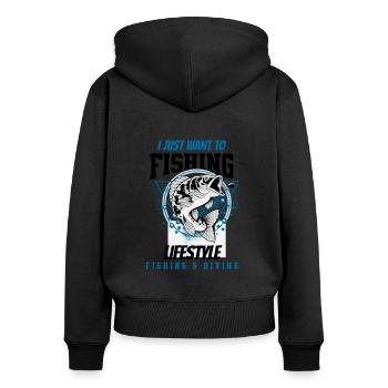 Fishing Lifestyle - Sweat à capuche zippé Premium bio Femme - noir - Dos - Julia (174cm)