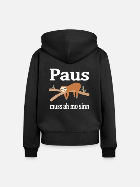 Saarländer Faultier - Frauen Premium Bio Zip Hoodie - Schwarz