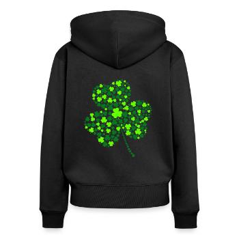 St. Patricks Day St. Patricks Day Klee - Frauen Premium Bio Zip Hoodie - Schwarz - Hinten - Julia (174cm)