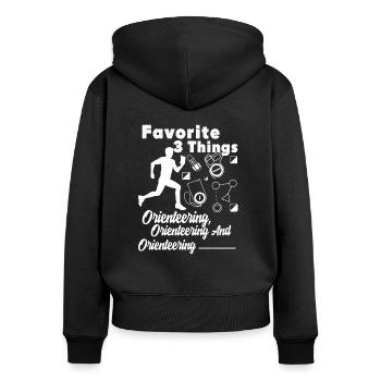 Orientierungslauf-Liebhaber - Frauen Premium Bio Zip Hoodie - Schwarz - Hinten - Julia (174cm)