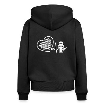 Flugsicherung Flugsicherung Herzschlag - Frauen Premium Bio Zip Hoodie - Schwarz - Hinten - Julia (174cm)
