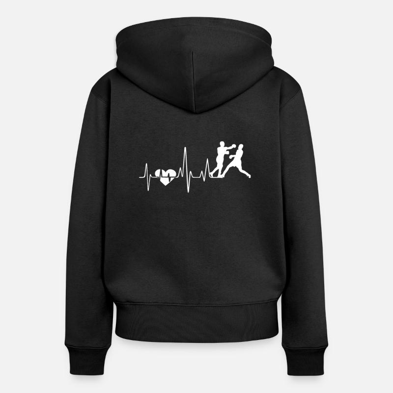 Battement de coeur de boxe - Sweat à capuche zippé Premium bio Femme - noir