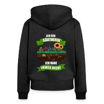 Ich bin Gärtnerin ich habe immer Recht - Frauen Premium Bio Zip Hoodie - Schwarz - Hinten - Julia (174cm)