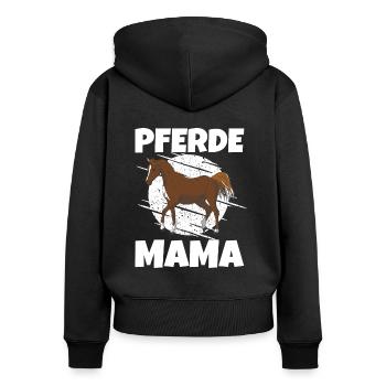 Pferde mama Pferd Besitzerin - Frauen Premium Bio Zip Hoodie - Schwarz - Hinten - Julia (174cm)
