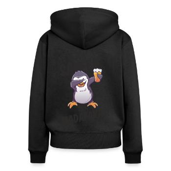 Dabbing Pinguin saufen Trinkspruch - Frauen Premium Bio Zip Hoodie - Schwarz - Hinten - Julia (174cm)