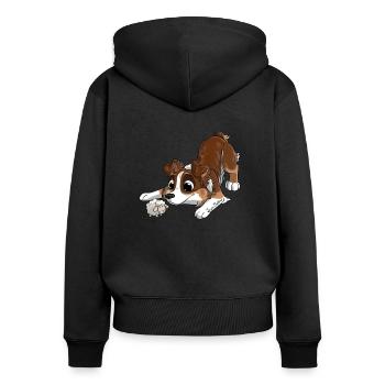 The cutest Australian Shepherd - Women's Premium Organic Zip Hoodie - black - Back - Julia (174cm)