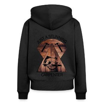Carpenter, carpenter, carpenter, carpenter, craftsman, wood - Women's Premium Organic Zip Hoodie - black - Back - Julia (174cm)