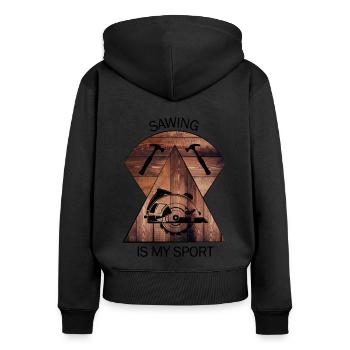 Carpenter, carpenter, carpenter, carpenter, craftsman, wood - Women's Premium Organic Zip Hoodie - black - Back - Julia (174cm)