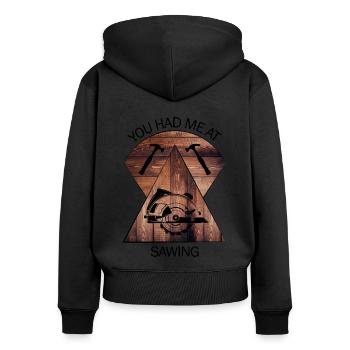 Carpenter, carpenter, carpenter, carpenter, craftsman, wood - Women's Premium Organic Zip Hoodie - black - Back - Julia (174cm)