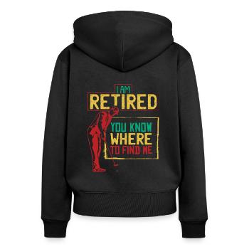 Golfer Golf in der Rente Geschenk für Golfspieler - Frauen Premium Bio Zip Hoodie - Schwarz - Hinten - Julia (174cm)