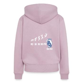 Apfelwein Äppelwoi Bembel Hessen - Frauen Premium Bio Zip Hoodie - Altrosa - Hinten - Julia (174cm)
