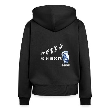 Apfelwein Äppelwoi Bembel Hessen - Frauen Premium Bio Zip Hoodie - Schwarz - Hinten - Julia (174cm)