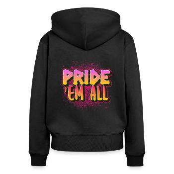Pride them all. Gay pride. - Sweat à capuche zippé Premium bio Femme - noir - Dos - Julia (174cm)