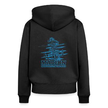 Allemagne du Nord Made in Anker Marin - Sweat à capuche zippé Premium bio Femme - noir - Dos - Julia (174cm)