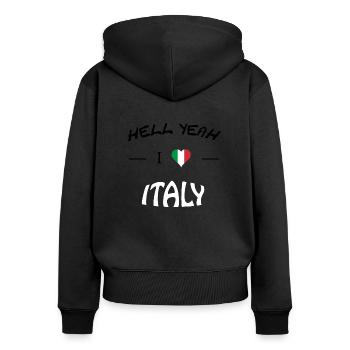 I love Italy - Frauen Premium Bio Zip Hoodie - Schwarz - Hinten - Julia (174cm)