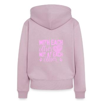 L’unité les uns avec les autres et non l’un à l’autre fonctionne - Sweat à capuche zippé Premium bio Femme - rose poudré - Dos - Julia (174cm)
