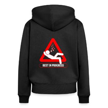 Sommeil Tête Humour Repos en cours Fun Naptime Cadeau - Sweat à capuche zippé Premium bio Femme - noir - Dos - Julia (174cm)