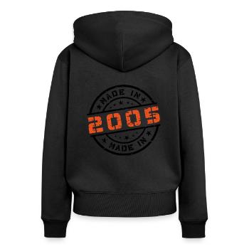 Geburtsjahr Geburtstag Born In - Made in 2005 - Frauen Premium Bio Zip Hoodie - Schwarz - Hinten - Julia (174cm)