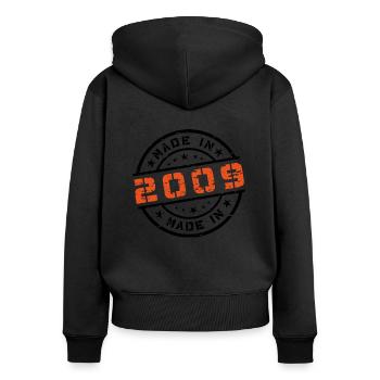 Year of birth Birthday Born In - Made in 2009 - Women's Premium Organic Zip Hoodie - black - Back - Julia (174cm)