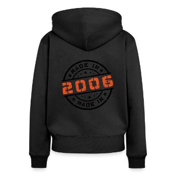 Geburtsjahr Geburtstag Born In - Made in 2006 - Frauen Premium Bio Zip Hoodie - Schwarz - Hinten - Julia (174cm)
