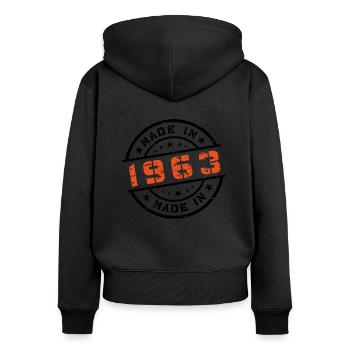 Year of birth Birthday Born In - Made in 1963 - Women's Premium Organic Zip Hoodie - black - Back - Julia (174cm)