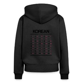 Learn Korean Hangul Characters - Women's Premium Organic Zip Hoodie - black - Back - Julia (174cm)