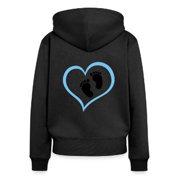 Baby Boy Footprint with Heart - Women's Premium Organic Zip Hoodie - black - Back - Julia (174cm)