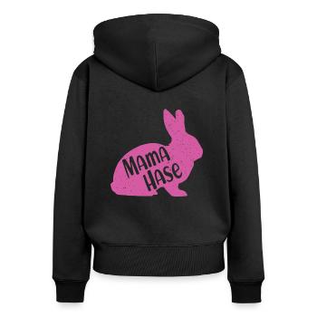 Mama Hase Frohe Ostern Hasenmama Osterhase Mutter - Frauen Premium Bio Zip Hoodie - Schwarz - Hinten - Julia (174cm)
