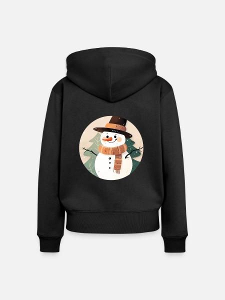 Schneemann - Frauen Premium Bio Zip Hoodie - Schwarz