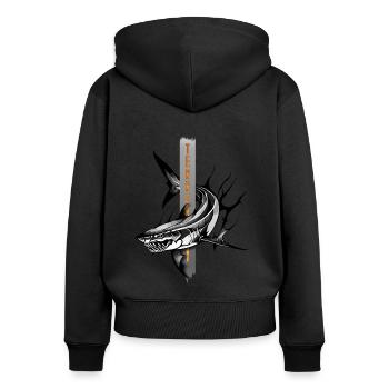 Illustration de requin majestueux avec une touche de terreur - Sweat à capuche zippé Premium bio Femme - noir - Dos - Julia (174cm)