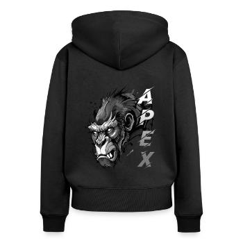 Gorilla Apex - Frauen Premium Bio Zip Hoodie - Schwarz - Hinten - Julia (174cm)