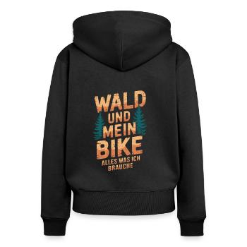 Wald und mein Mountainbike - Frauen Premium Bio Zip Hoodie - Schwarz - Hinten - Julia (174cm)