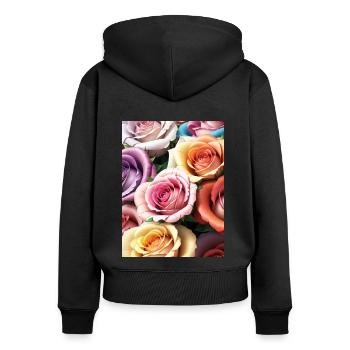 Blumen 41 - Frauen Premium Bio Zip Hoodie - Schwarz - Hinten - Julia (174cm)
