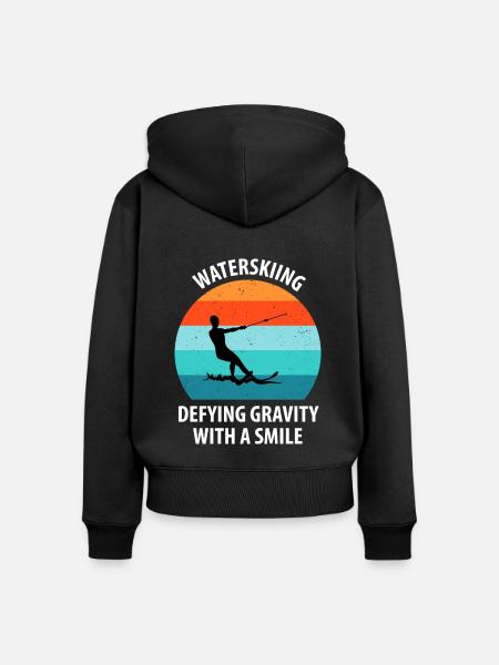 Wasserskier Wasserski Wasserskifahrer - Frauen Premium Bio Zip Hoodie - Schwarz