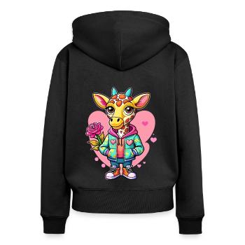 Giraffe Parade: Cool Giraffe - Women's Premium Organic Zip Hoodie - black - Back - Julia (174cm)