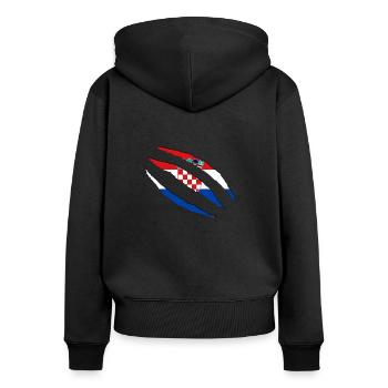 Hrvatska Croatia - Frauen Premium Bio Zip Hoodie - Schwarz - Hinten - Julia (174cm)