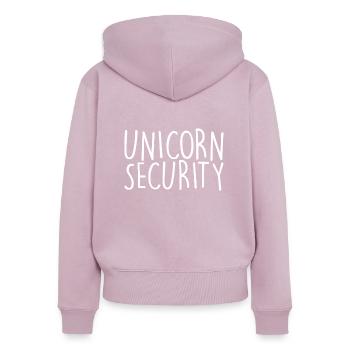 Einhorn Sicherheit - Frauen Premium Bio Zip Hoodie - Altrosa - Hinten - Julia (174cm)