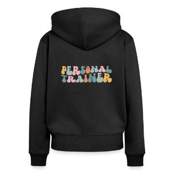 entraîneur personnel fitness coach entraînement musculaire - Sweat à capuche zippé Premium bio Femme - noir - Dos - Julia (174cm)