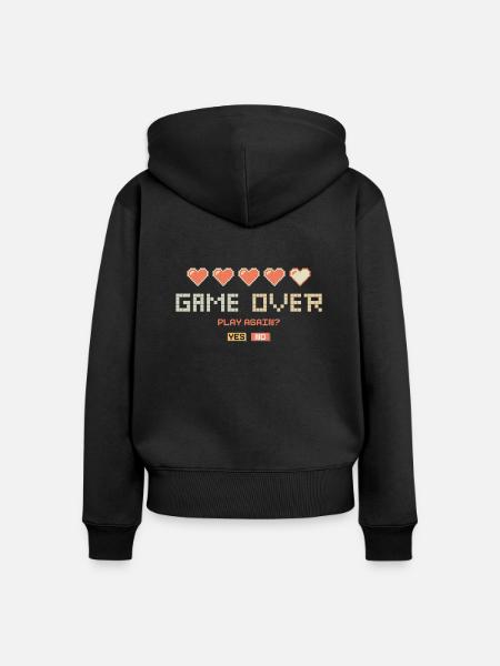 Game Over Retro Schriftzug - Frauen Premium Bio Zip Hoodie - Schwarz