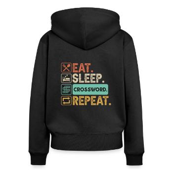 Kreuzworträtsel Rätsel Lösen Hobby Quiz Lesen - Frauen Premium Bio Zip Hoodie - Schwarz - Hinten - Julia (174cm)