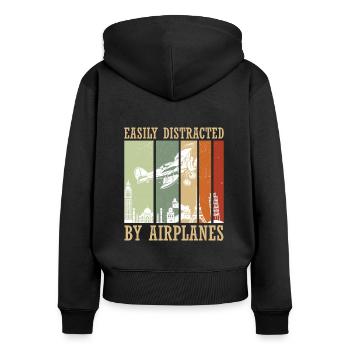 Pilot Flugzeug fliegen Flugsport Geschenkidee - Frauen Premium Bio Zip Hoodie - Schwarz - Hinten - Julia (174cm)