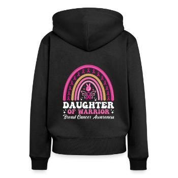 Brustkrebs Breast Cancer Brust Krebs Geschenk - Frauen Premium Bio Zip Hoodie - Schwarz - Hinten - Julia (174cm)