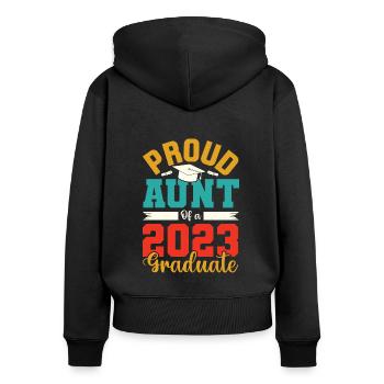 Tante 2023 - Tante werden - Frauen Premium Bio Zip Hoodie - Schwarz - Hinten - Julia (174cm)