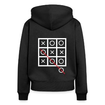 Tic tac toe - Frauen Premium Bio Zip Hoodie - Schwarz - Hinten - Julia (174cm)